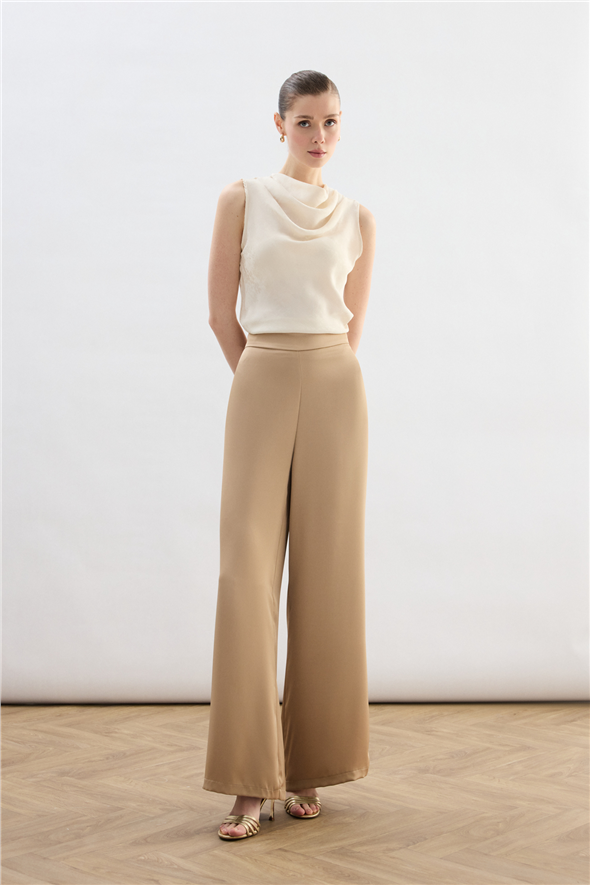 Saten Pantolon - Camel