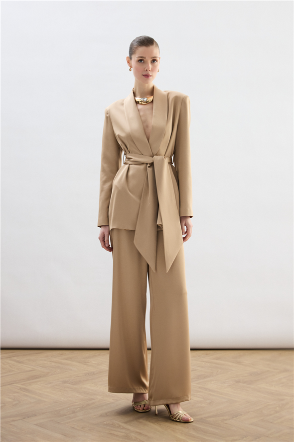 Saten Pantolon - Camel