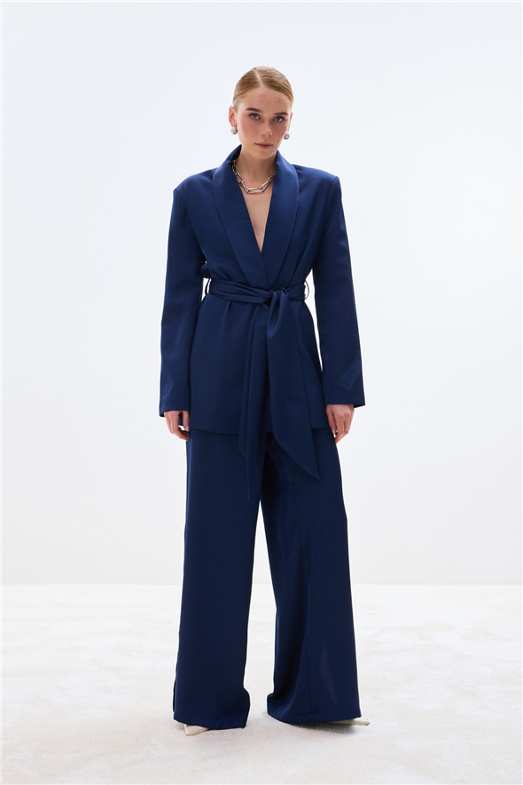 Saten Pantolon - Lacivert