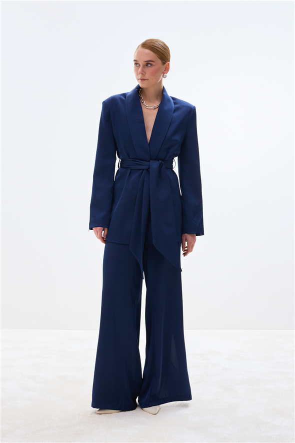 Saten Pantolon - Lacivert