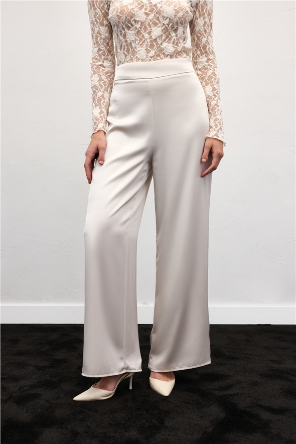 Saten Pantolon - Taş