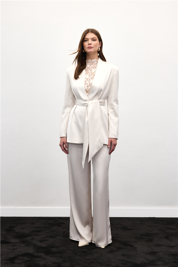 Saten Pantolon - Taş