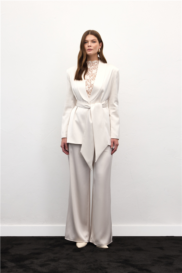 Saten Pantolon - Taş