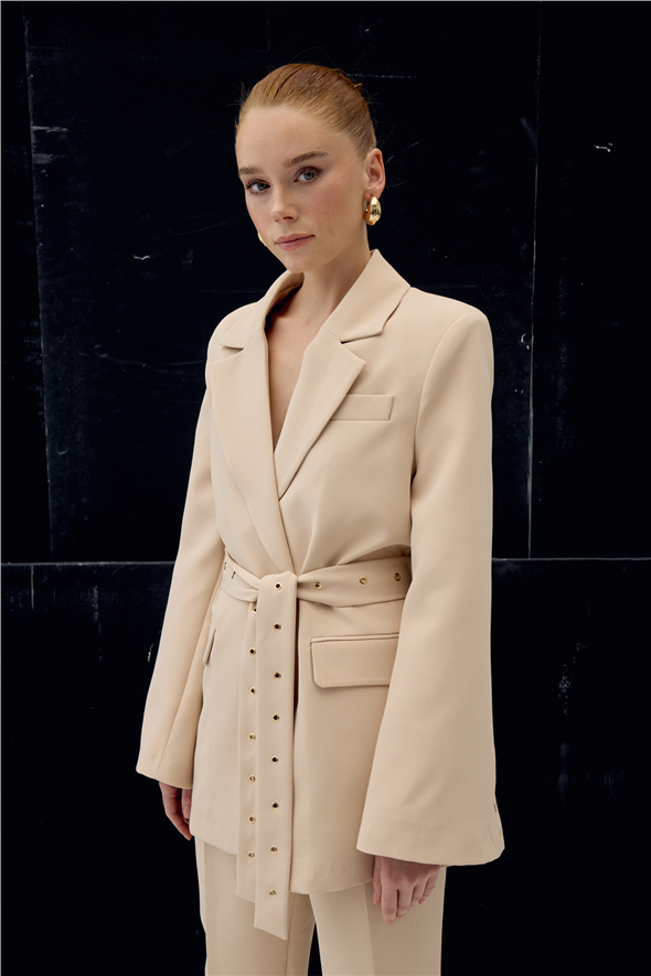 Serana Kuşak Detaylı Ceket - Bej