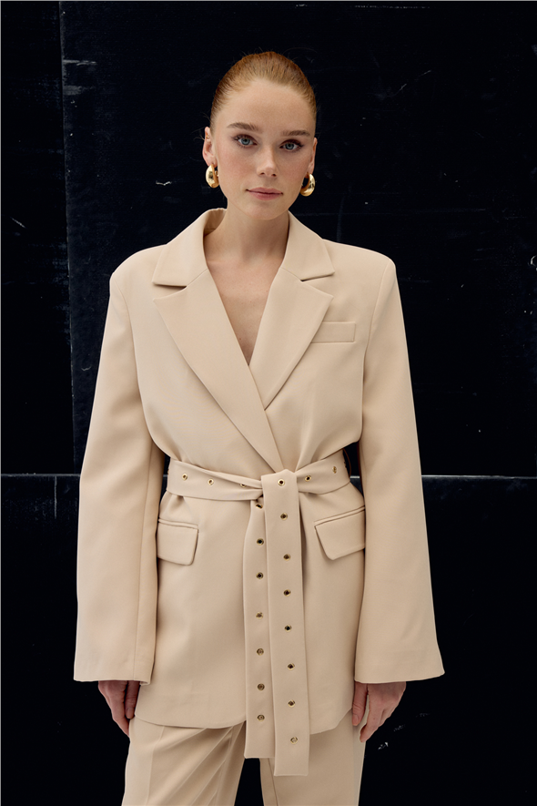 Serana Kuşak Detaylı Ceket - Bej