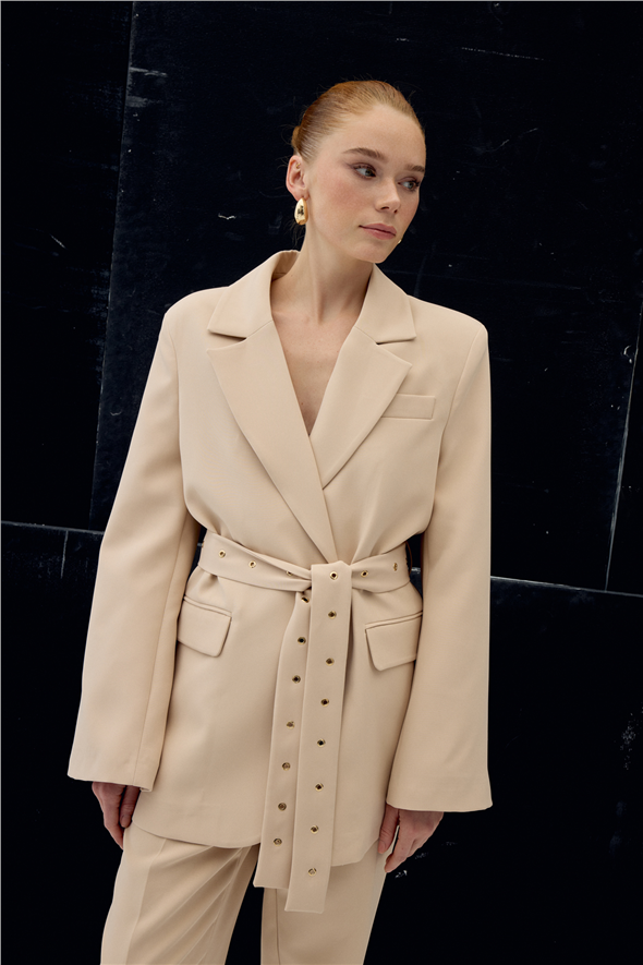 Serana Kuşak Detaylı Ceket - Bej