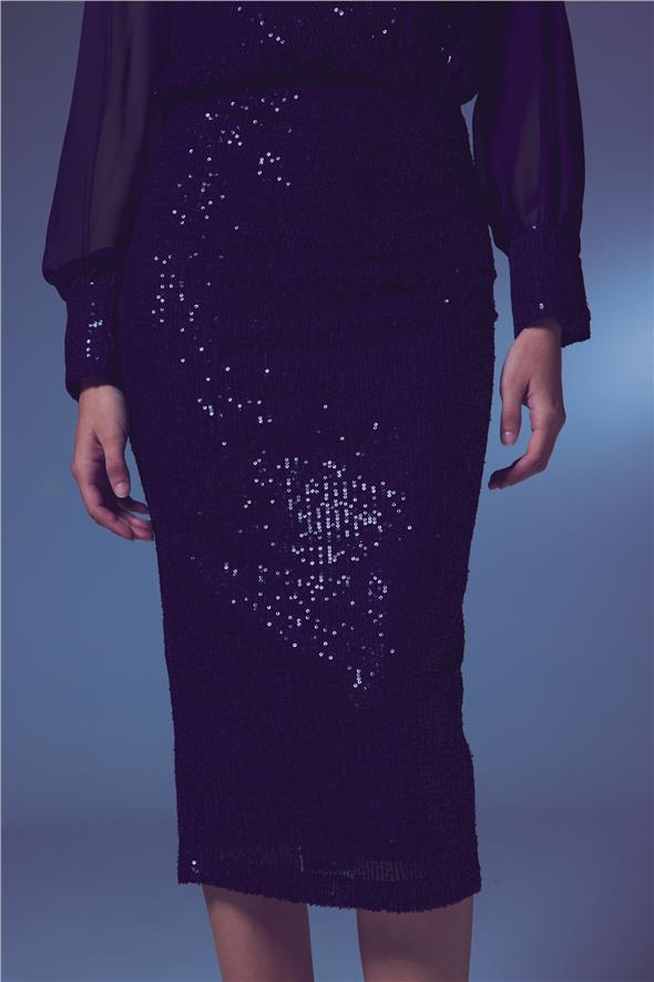 Şifon Kol Bodysuit Bluz - Lacivert