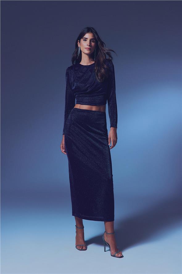 Simli Midi Etek - Lacivert