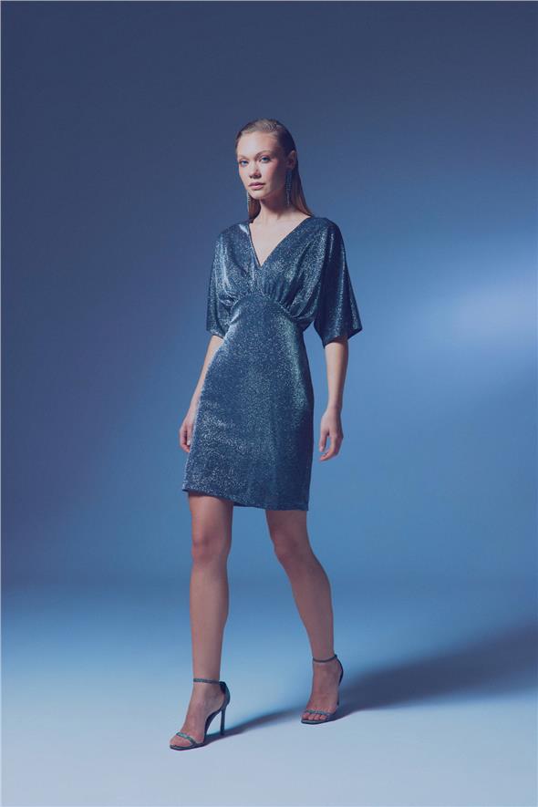 Simli Mini Elbise - Antrasit