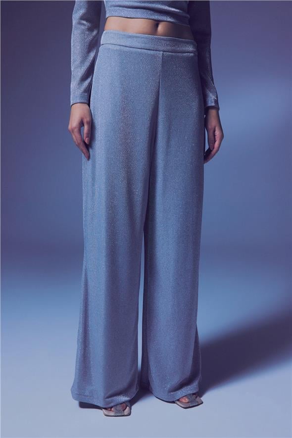 Simli Salaş Pantolon - Gümüş