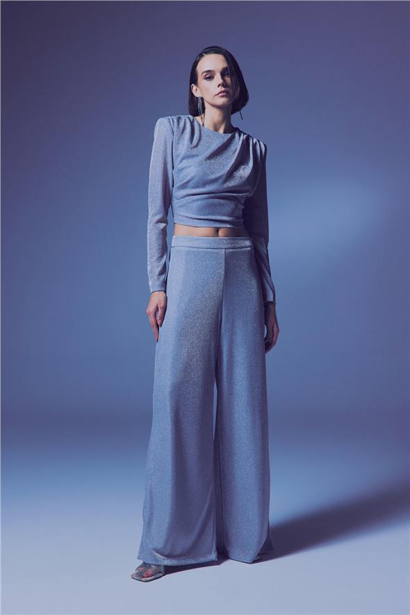 Simli Salaş Pantolon - Gümüş