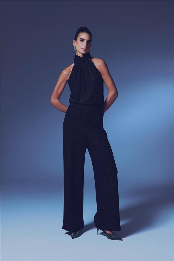 Simli Salaş Pantolon - Siyah