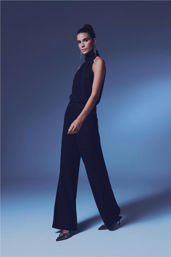 Simli Salaş Pantolon - Siyah