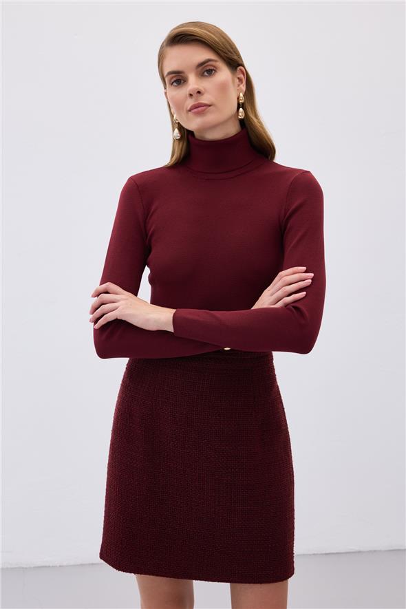 Tam Balıkçı Triko - Bordo