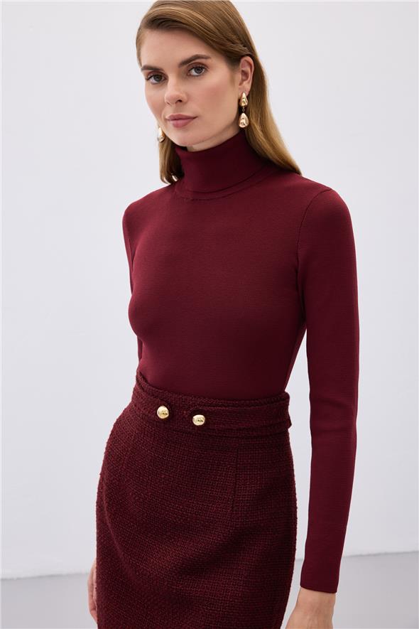 Tam Balıkçı Triko - Bordo