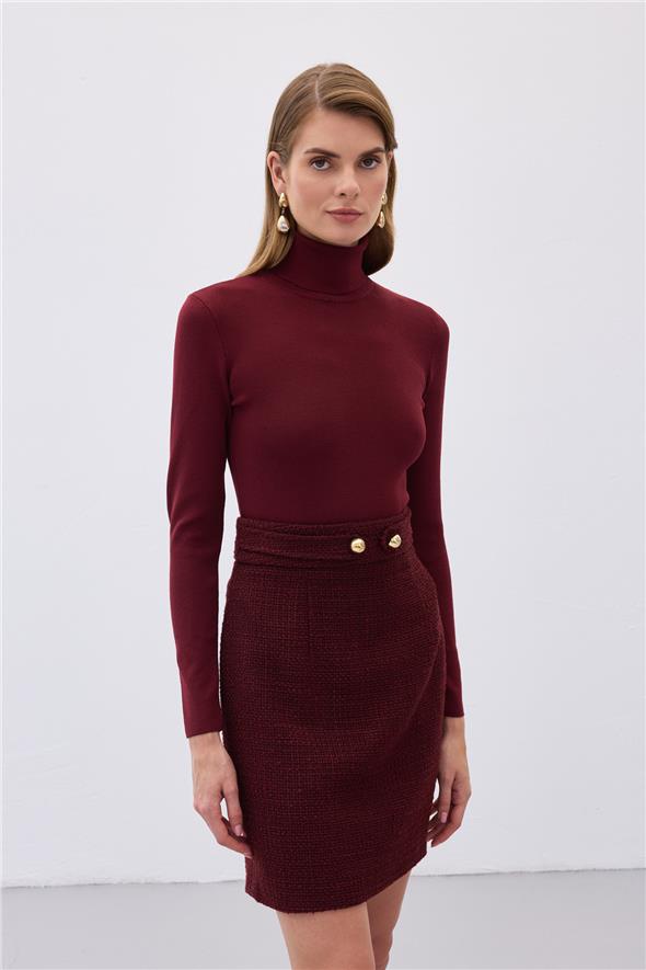 Tam Balıkçı Triko - Bordo