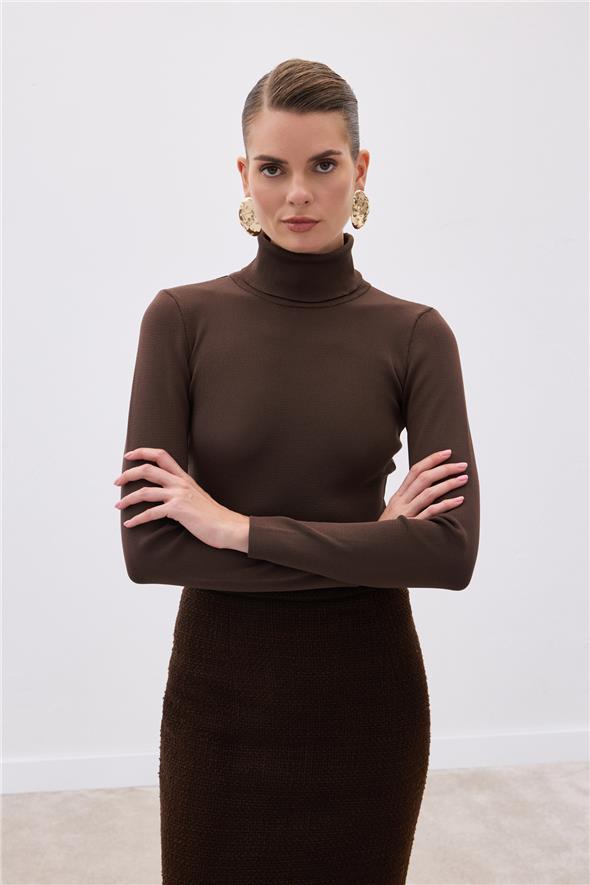 Tam Balıkçı Triko - Kahve