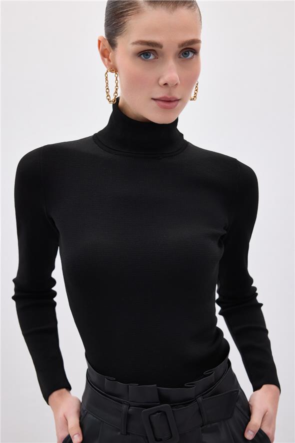 Tam Balıkçı Triko - Siyah