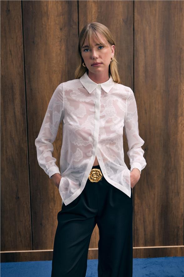 Transparan Gömlek - Ekru