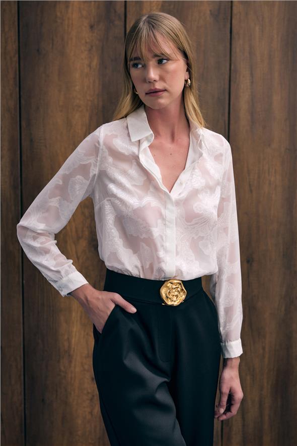 Transparan Gömlek - Ekru