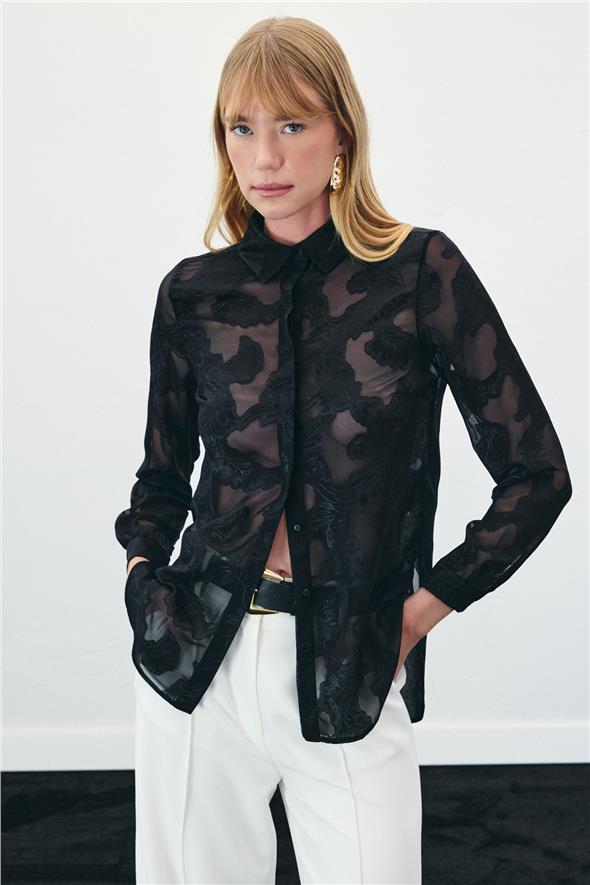 Transparan Gömlek - Siyah