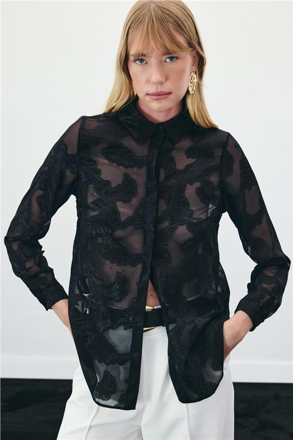 Transparan Gömlek - Siyah