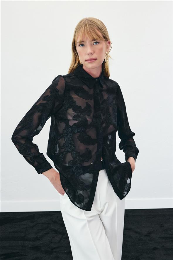 Transparan Gömlek - Siyah