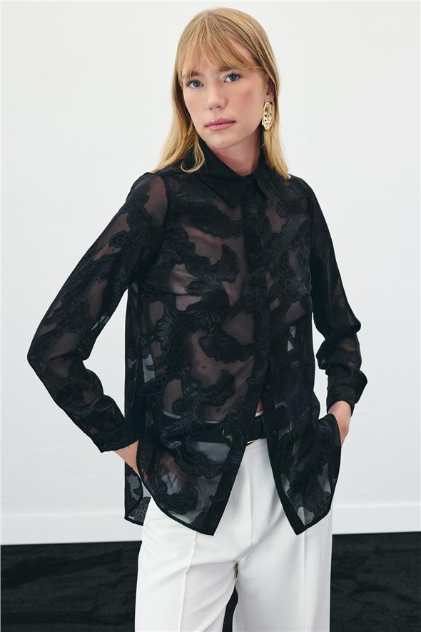 Transparan Gömlek - Siyah