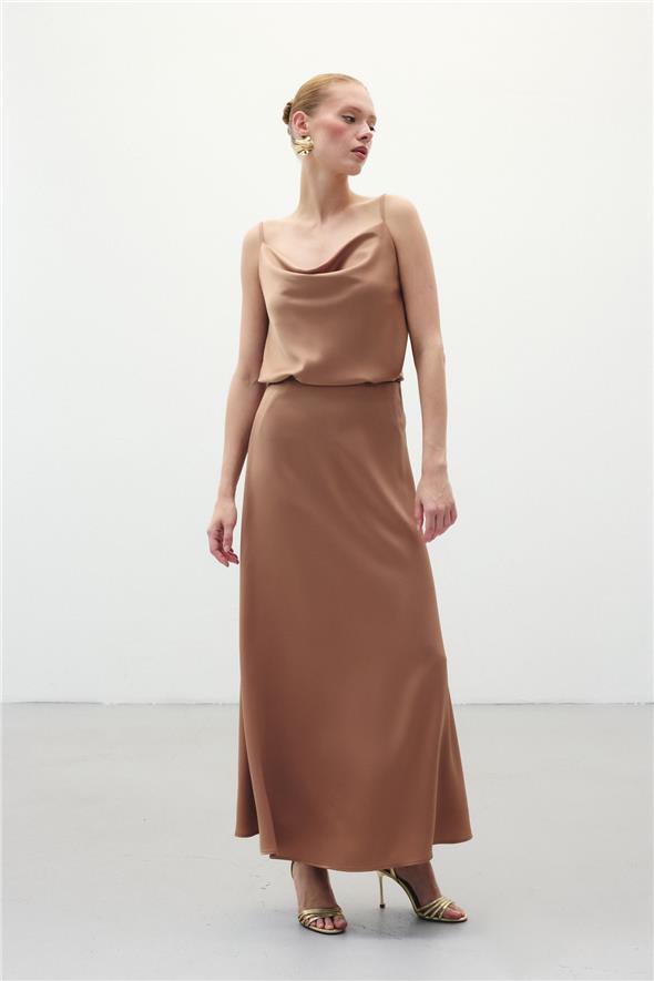 Uzun Saten Etek - Camel