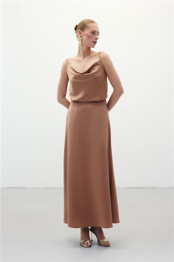 Uzun Saten Etek - Camel