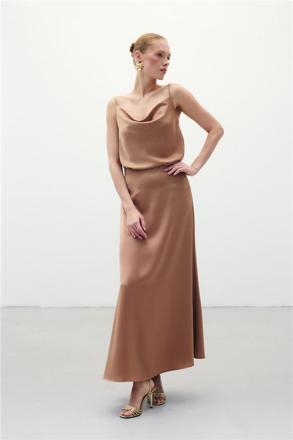 Uzun Saten Etek - Camel