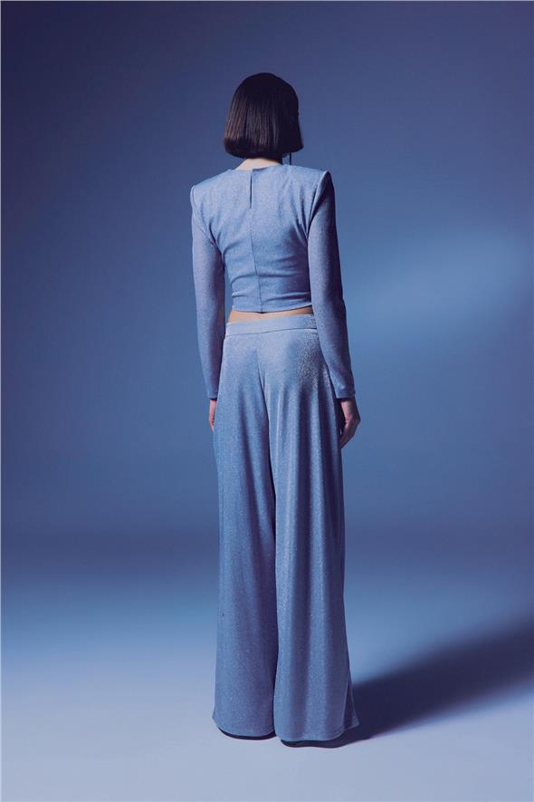 Vatkalı Simli Bluz - Gümüş