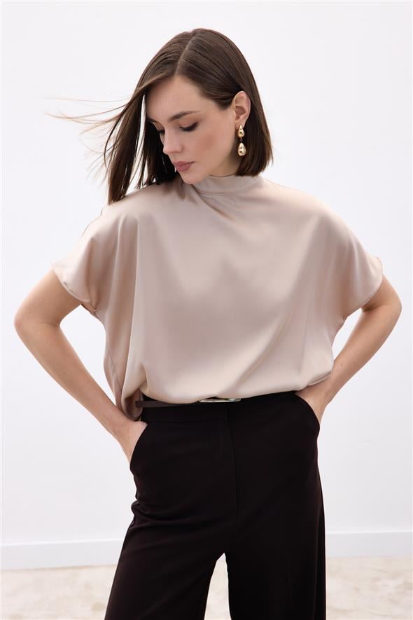 Yarasa Kol  Salaş Bluz - Bej