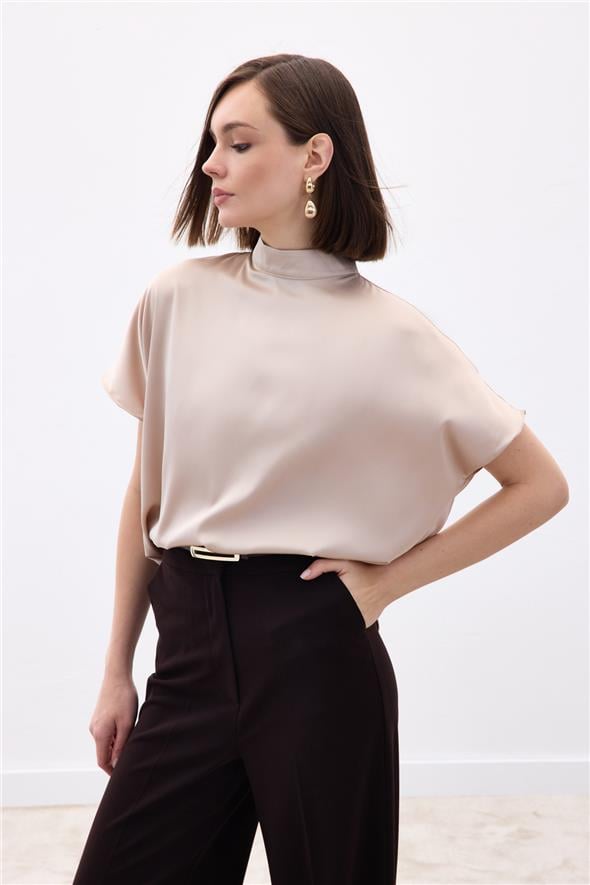 Yarasa Kol  Salaş Bluz - Bej