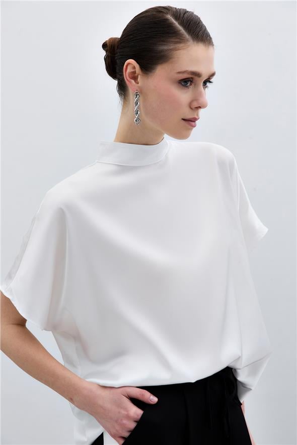 Yarasa Kol  Salaş Bluz - Ekru
