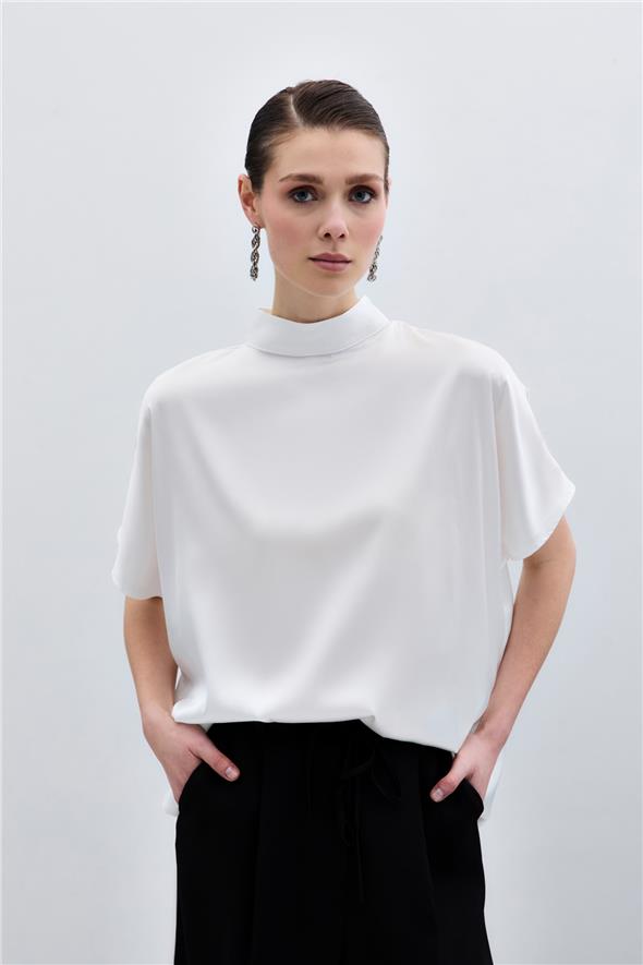 Yarasa Kol  Salaş Bluz - Ekru