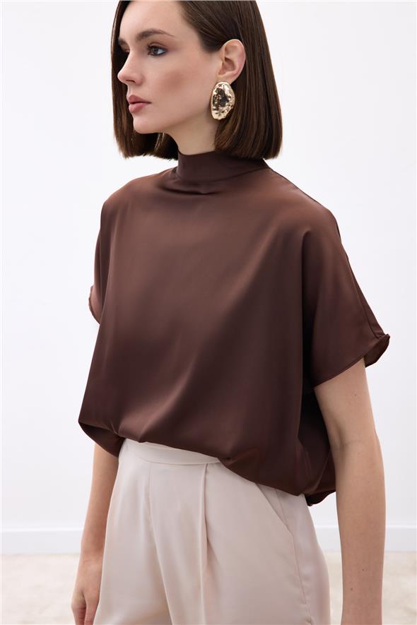 Yarasa Kol Salaş Bluz - Kahve
