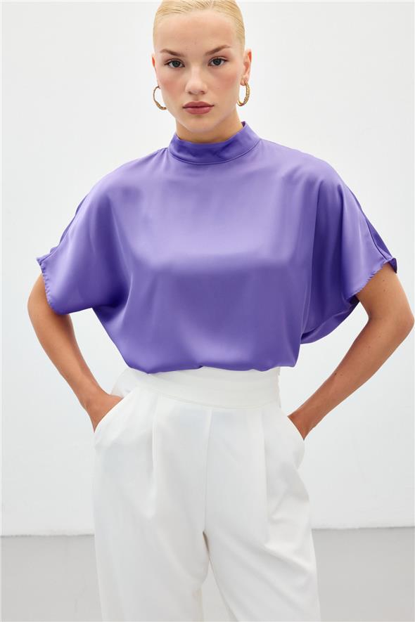 Yarasa Kol  Salaş Bluz - Lila