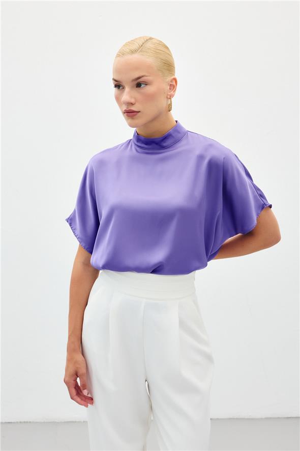 Yarasa Kol  Salaş Bluz - Lila