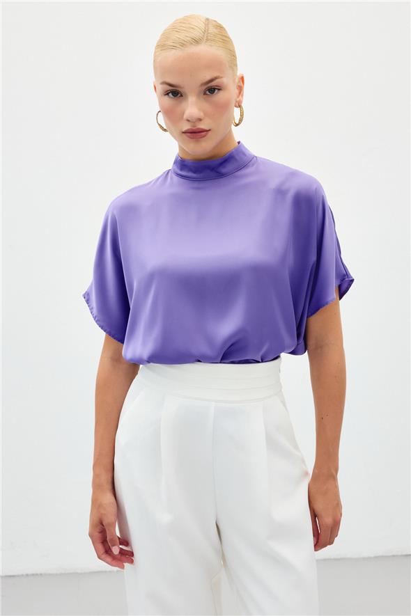 Yarasa Kol  Salaş Bluz - Lila