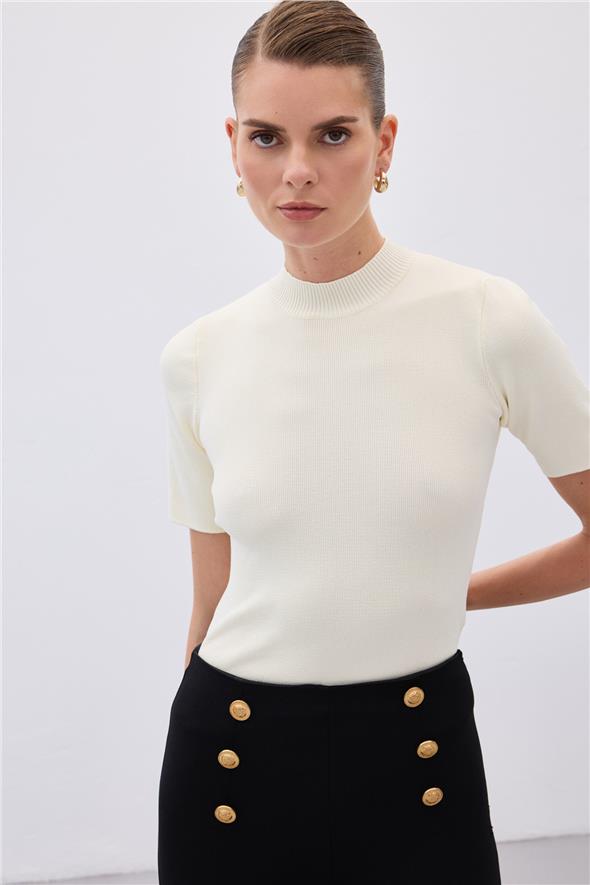 Yarım Balıkçı Triko - Ekru