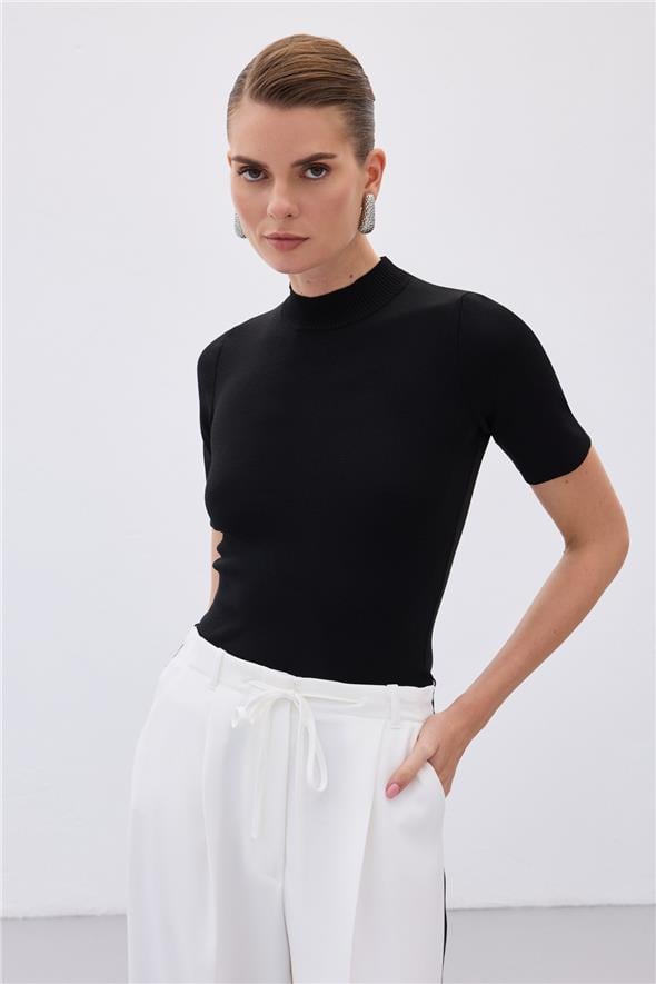 Yarım Balıkçı Triko - Siyah