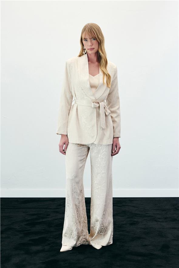 Yılan Desenli Pantolon - Bej