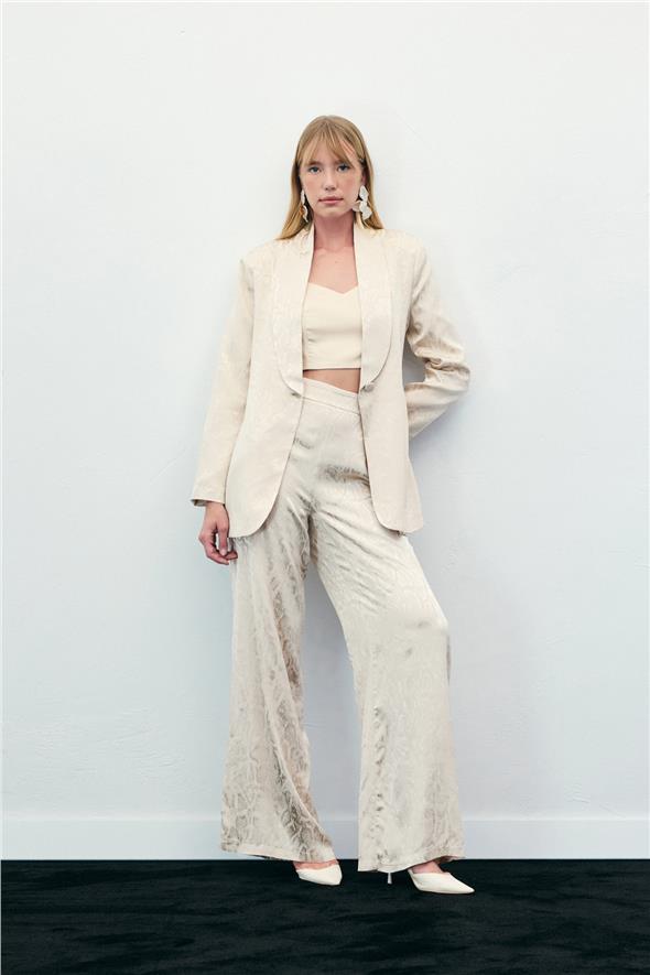 Yılan Desenli Pantolon - Bej