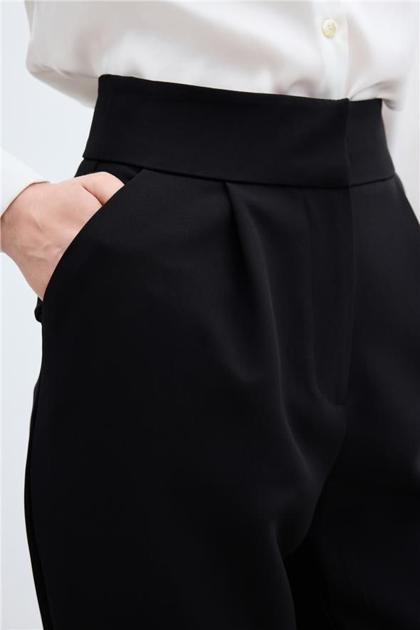 Yüksek Bel Klasik Pantolon - Siyah