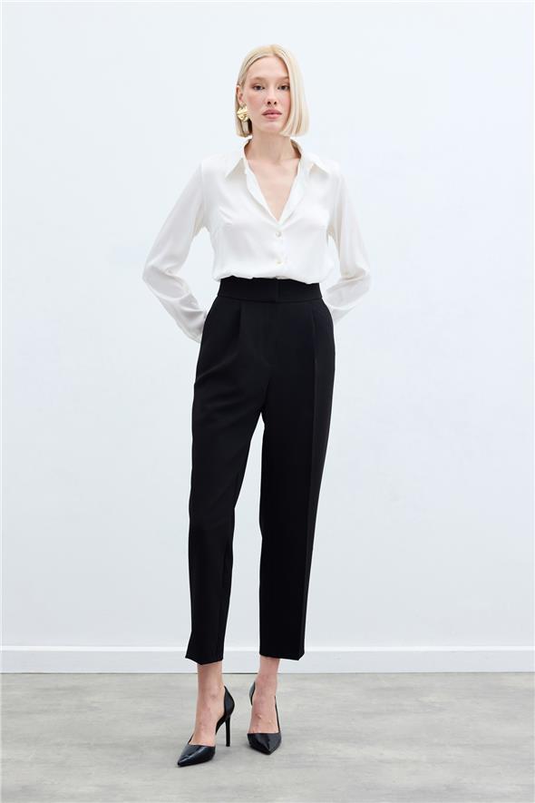 Yüksek Bel Klasik Pantolon - Siyah