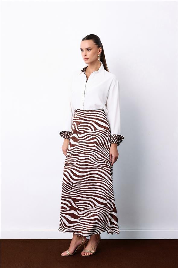 Zebra Desen Etek - Kahve