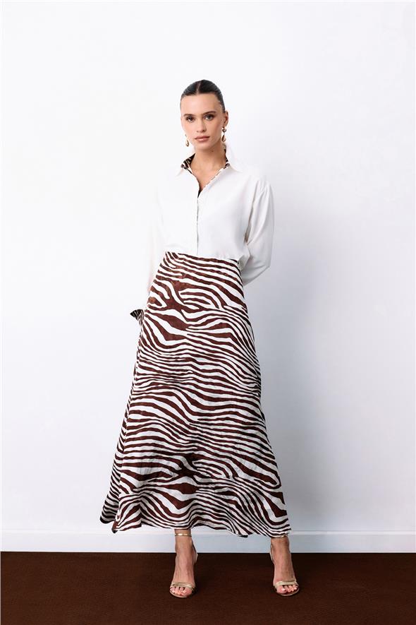 Zebra Desen Etek - Kahve