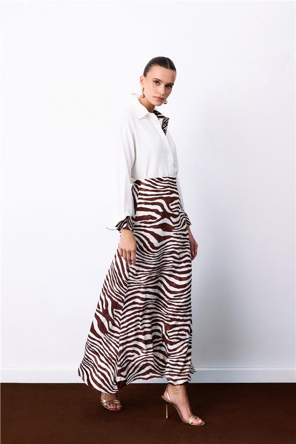 Zebra Desen Etek - Kahve
