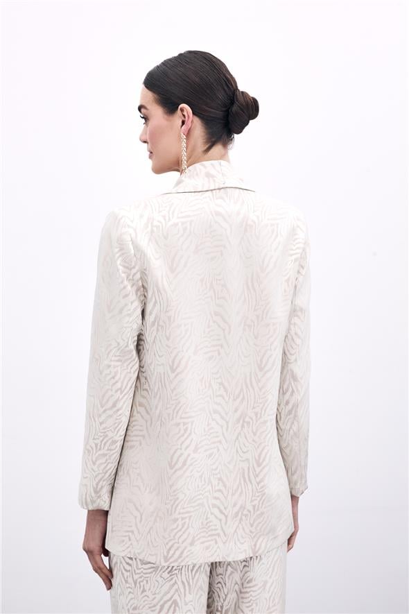 Zebra Desenli Ceket - Bej